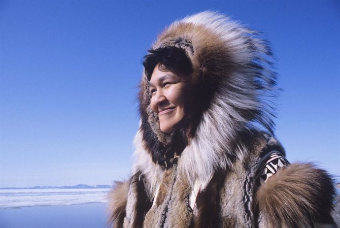 Eskimo Woman In Traditional Clothing