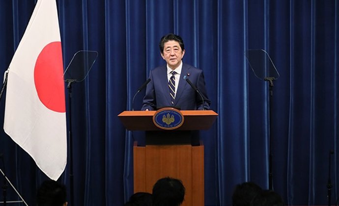 El primer ministro de Japón, Shinzo Abe, en una comparecencia ante la prensa