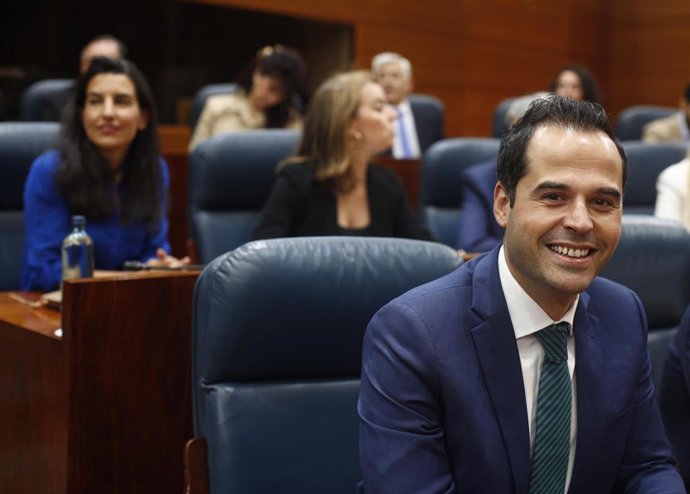El portavoz de Ciudadanos en la Asamblea de Madrid, Ignacio Aguado, durante el pleno de investidura del pasado 10 de julio.