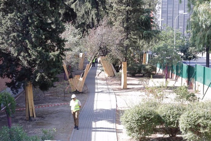 Imagen de las obras del nuevo parque que se va a construir en la calle Bravo Murillo.