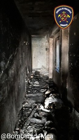 Así ha quedado la vivienda de S'Arenal de Llucmajor afectada por un incendio este miércoles.