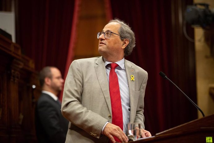 El Presidente Quim Torra Interviene En El Pleno Del Parlament De Catalunya