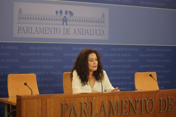 La portavoz del grupo parlamentario de Adelante Andalucía, Inmaculada Nieto, en rueda de prensa
