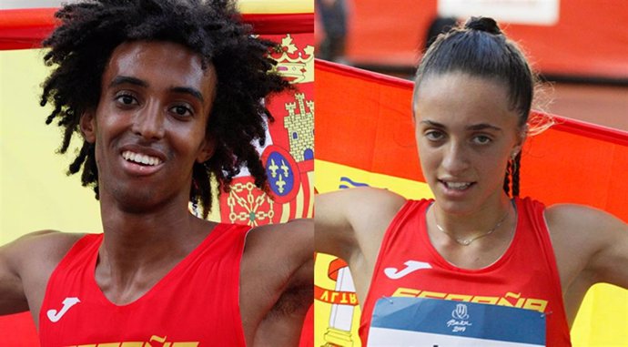 Los atletas españoles Fikadu González y Lucía Pinacchio
