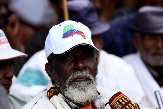 Un líder tradicional de la comunidad sidama durante un acto en Hawasa, en el sur de Etiopía
