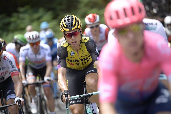 14 July 2019, France, Brioude: German Tony Martin of Team Jumbo-Visma in action during the ninth stage of the 106th edition of the Tour de France cycling race, 170.5 km from Saint-Etienne to Brioude. Photo: Yorick Jansens/BELGA/dpa