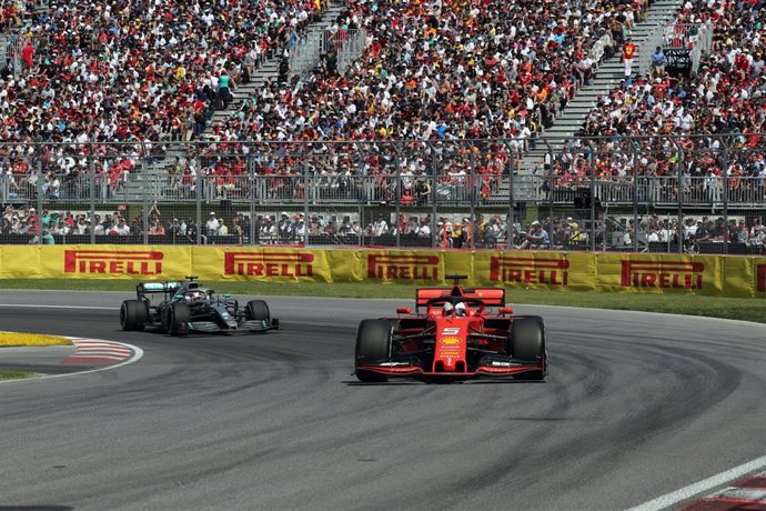 Sebastian Vettel y Lewis Hamilton durante el pasado Gran Premio de Canadá