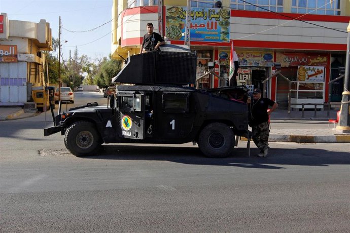 Vehículo camioneta de la Policía Federal iraquí en Kirkuk