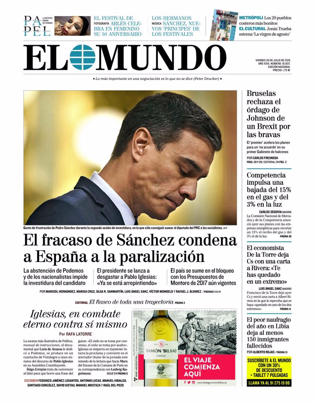 Las Portadas De Los Periódicos Del Viernes 26 De Julio De 2019 5317