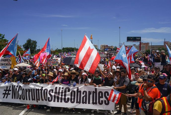 Manifestantes en San Juan, la capital de Puerto Rico. 