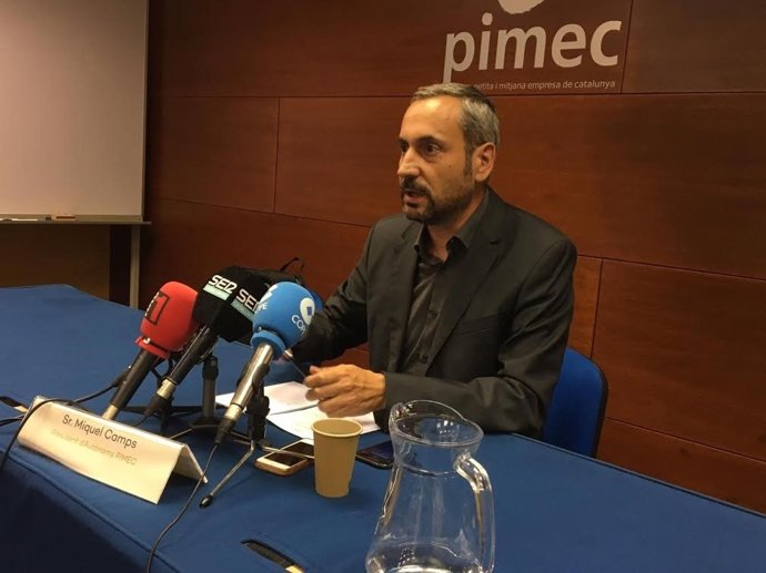 El president d'Autnoms Pimec, Miquel Camps, en roda de premsa