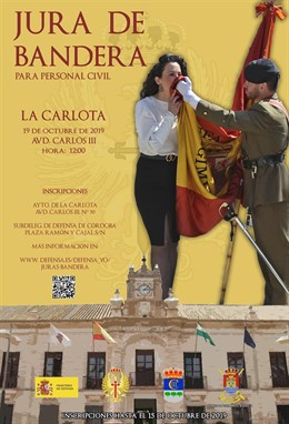 Cartel del acto de Jura de Bandera en La Carlota del próximo 19 de octubre.