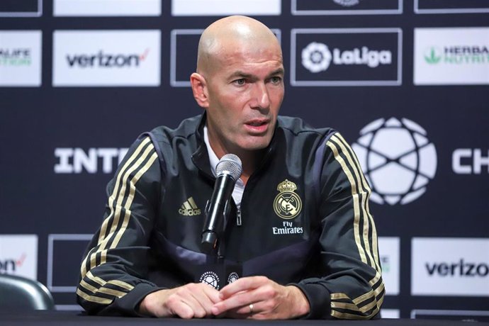 Zinédine Zidane, en una rueda de prensa con el Real Madrid.