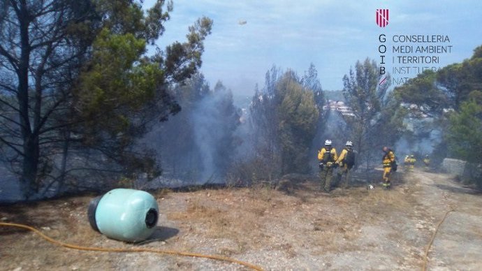 Imagen del incendio forestal declarado en Puerto de Portinatx, en el municipio de Sant Joan de Labritja.