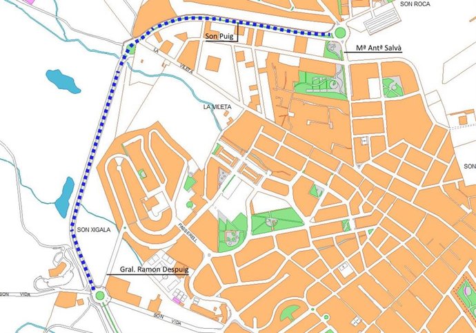 Mapa con los cortes de tráfico previstos en la calle Son Puig de la Vileta.