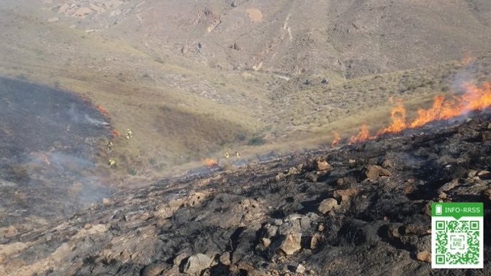 Incendio en el paraje Majada del Aguilón, en Huércal de Almería