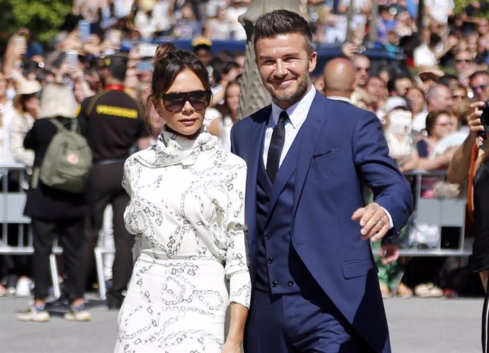 Victoria y David Beckham en la boda de Sergio Ramos y Pilar Rubio