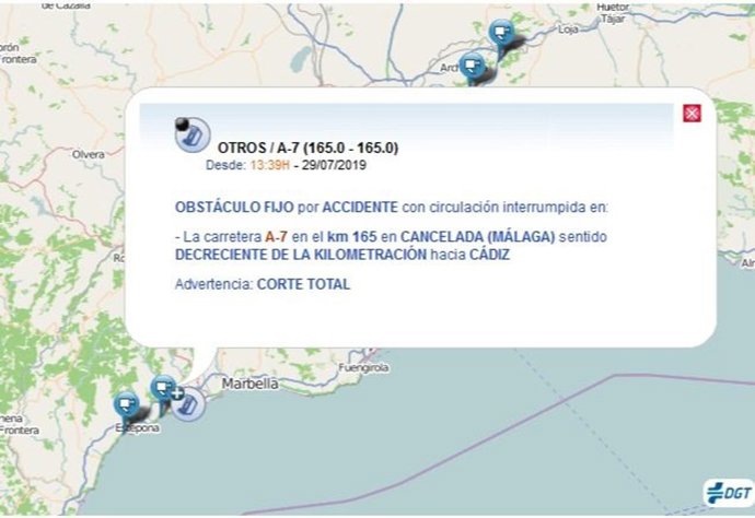 Lugar del accidente del camión