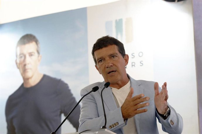 El actor malagueño Antonio Banderas en la presentación del proyecto inmobiliario del que es imagen en Málaga, Picasso Towers.