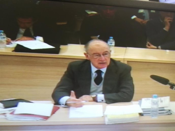 El expresidente de Bankia, Rodrigo Rato, comparece en la Audiencia Nacional en el juicio por la salida a Bolsa de la entidad financiera.