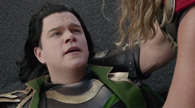 Matt Damon caraterizado como Loki en Thor: Ragnarok