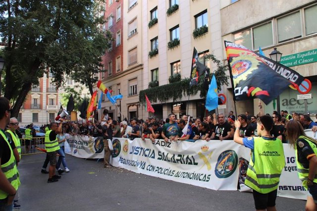 Manifestación de Jupol realizada en la sede de la Secretaría General del Estado