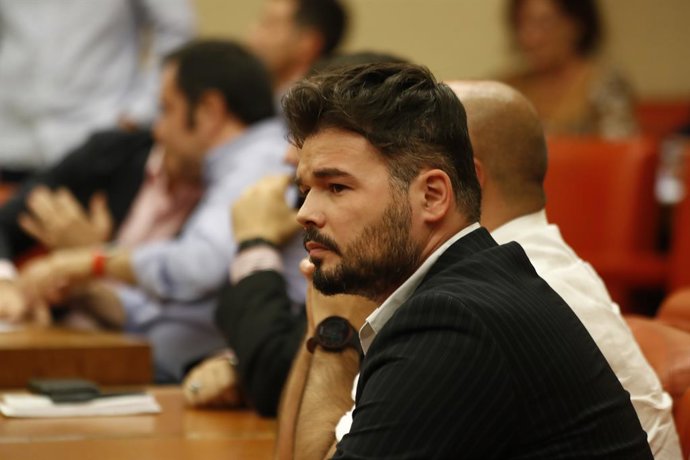 El portavoz de ERC en el Congreso de los Diputados, Gabriel Rufián, en el Congreso de los Diputados.