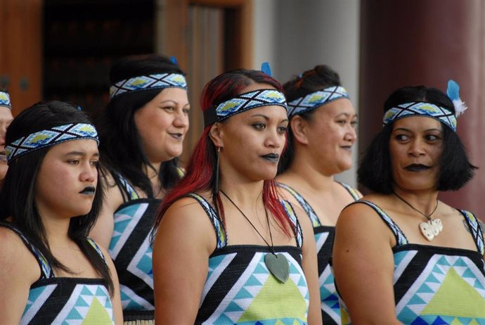 Población maorí de Nueva Zelanda. 