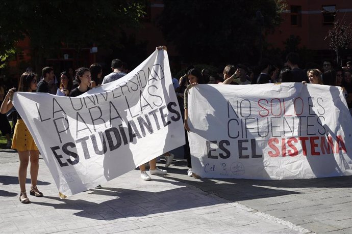 Imagen de recurso de una protesta estudiantil en el campus de Vicálvaro de la Universidad Rey Juan Carlos (URJC).