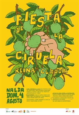 Cartel anunciador de la Fiesta de la Ciruela  Reina Claudia que se va a celebrar en Nalda este domingo 4 de agosto