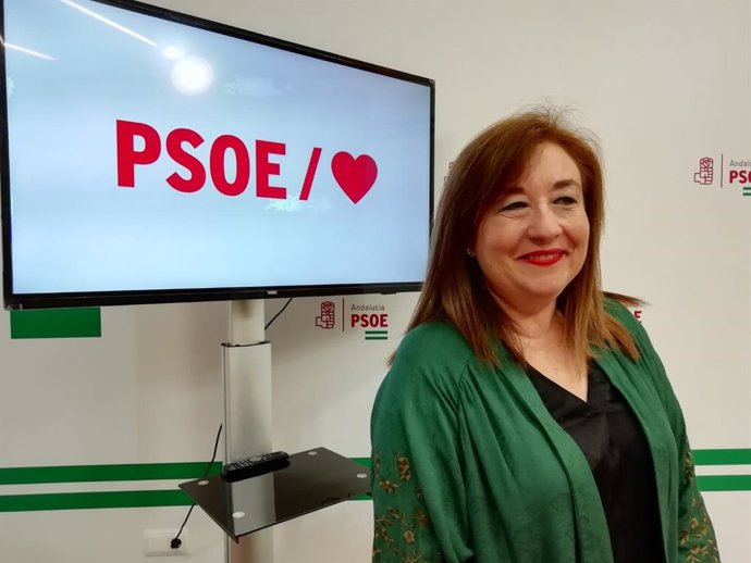 La portavoz de Igualdad del PSOE-A en el Parlamento de Andalucía, Soledad Pérez, en la sede del PSOE de Córdoba.