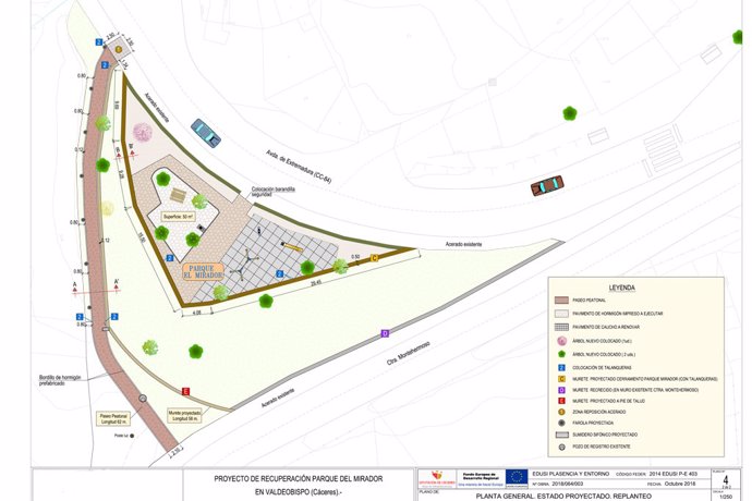 Plano de las obras de recuperación del Parque del Mirador en Valdeobispo