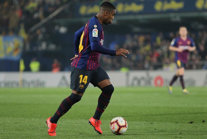 Malcom of Barcelona in action during La Liga Spanish championship, , football match between Villarreal and Barcelona , April 01th, in La Ceramica Stadium in Villarreal, Castellon Spain.