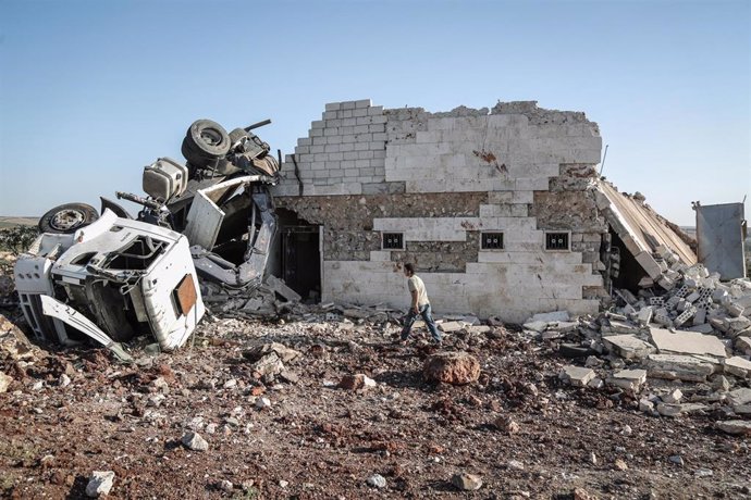 Casa destruida en un bombardeo en Kafr Nabl, en Idlib