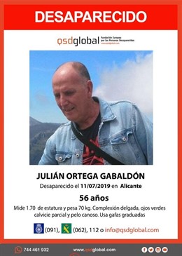Hombre desaparecido en Alicante