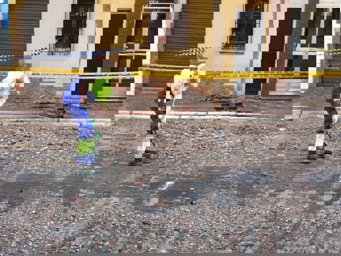 Rotura de una tubería en la calle Vitoria de Logroño