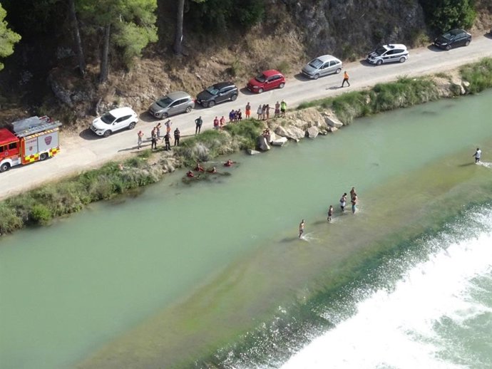 Lugar en donde los servicios de emergencia buscan al hombre que se bañaba y no ha salido a la superficie en el Río Segura