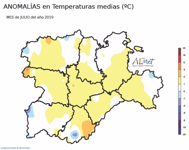 Gráfico explicativo de las temperaturas mínimas en julio de 2019