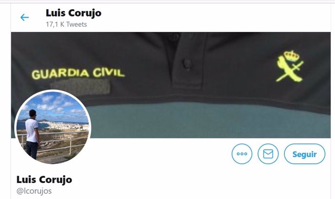 Compte de Twitter del gurdia civil Luis Corujo