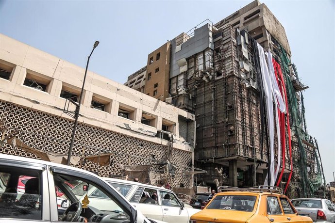 05 August 2019, Egypt, Cairo: A view of the National Cancer Institute building after an explosion took place late Sunday. According to the Egyptian Ministry of Health, multiple cars have collided outside the institute causing an explosion that killed at