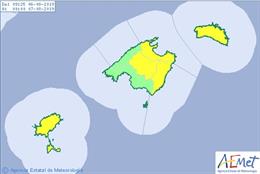 Aviso amarillo por temperaturas máximas en Baleares.