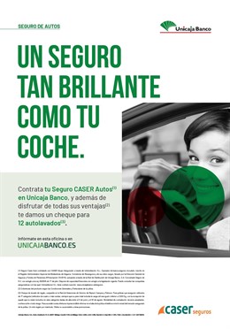 Cartel promocional de la campaña de cobertura de autos de Unicaja Banco