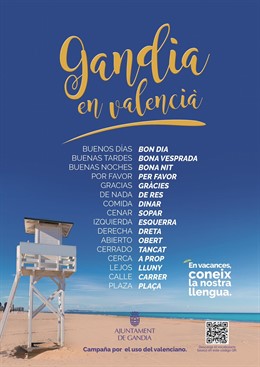 Campaña de promoción del valenciano entre los turistas de Gandia