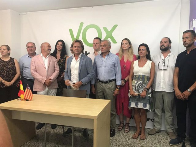 El líder de Vox Baleares, Jorge Campos, en la sede de Vox Baleares