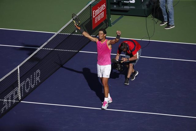 Rafa Nadal celebra su victoria ante el ruso Kachanov en los cuartos de final de Indian Wells