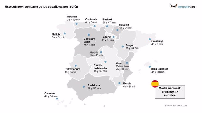 Mapa de adicción al móvil en España