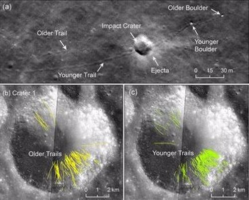 Imágenes que acreditan movimiento sísmico de rocas en la Luna
