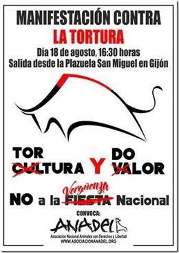 Cartel manifestación antitaurina Gijón.