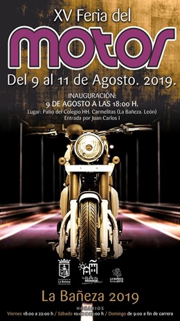 Cartel de la XV Feria del Motor que se celebra en La Bañeza del 9 al 11 de agosto.