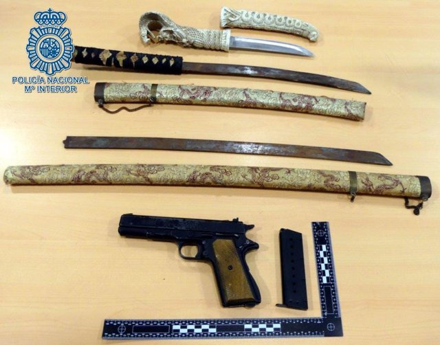 Armas requisadas por la Policía Nacional.S